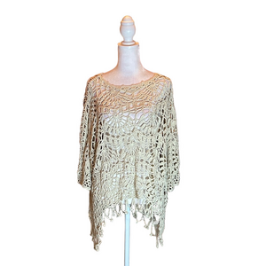 UMGEE Fabulous Beige Cream Boho Style Crochet Top Size S